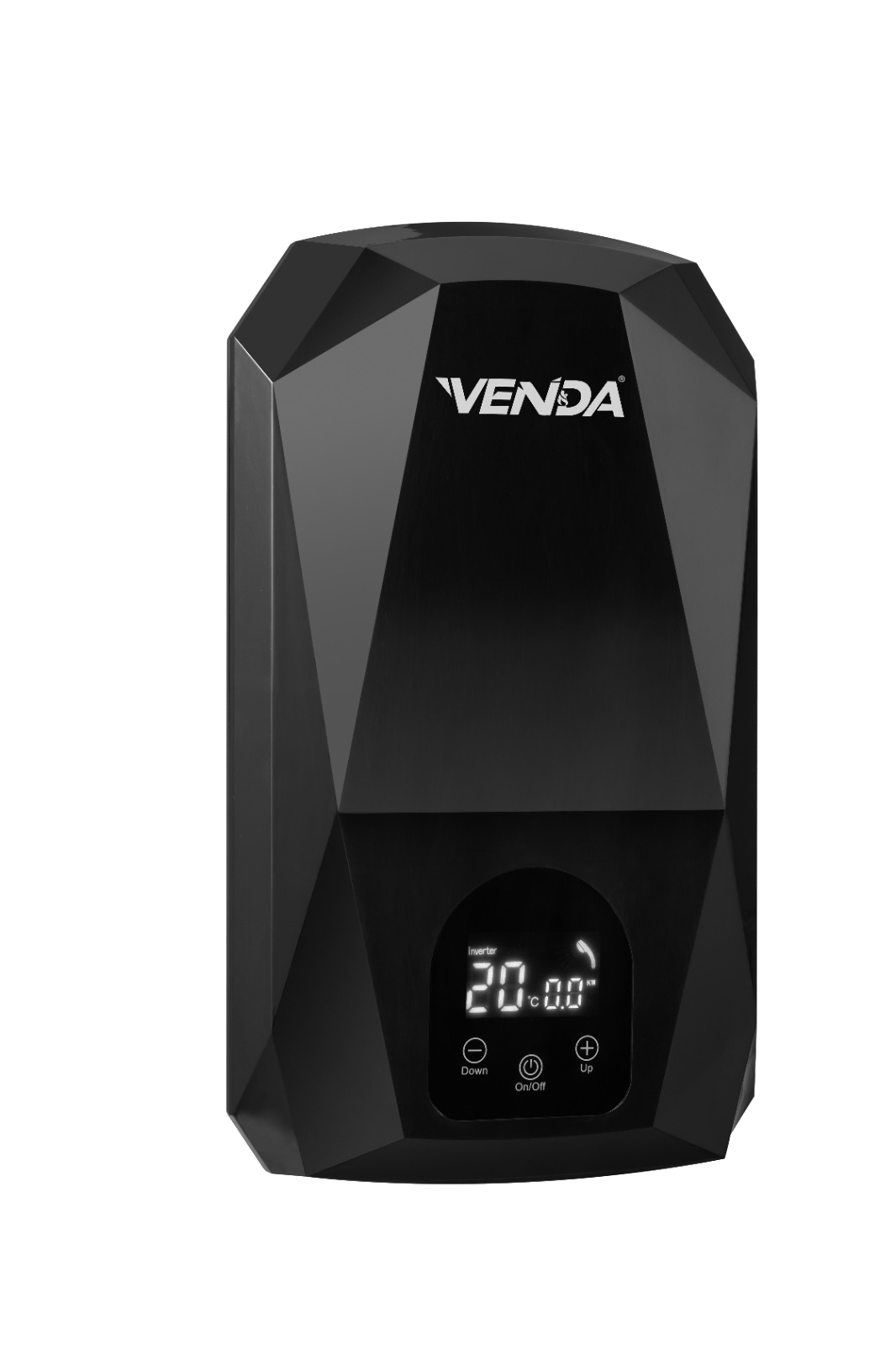 VENDA Diamond water heater in black, second angled view