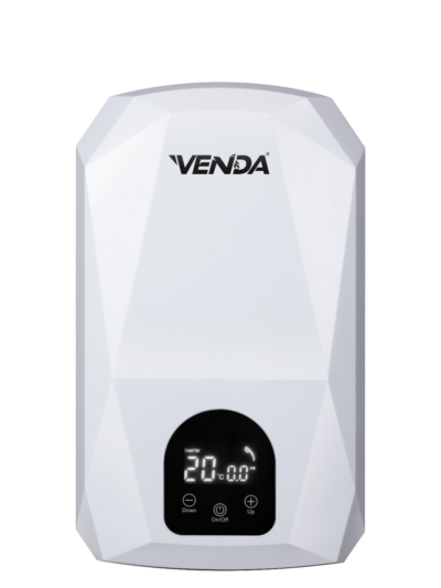 VENDA Diamond instant water heater in white, front view