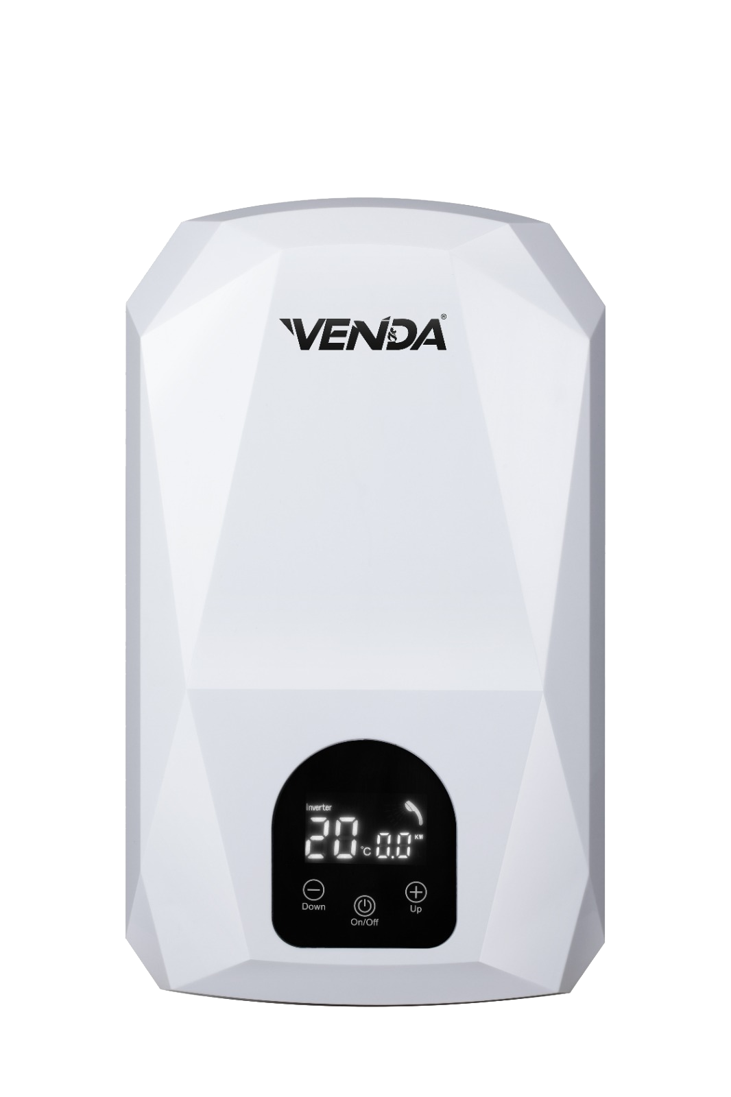 VENDA Diamond instant water heater in white, front view
