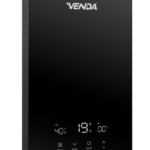 VENDA Glass instant water heater in black, angled view