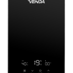 VENDA Glass instant electric water heater in black, front view
