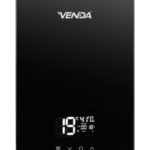 VENDA Glass instant water heater in black, alternate front view